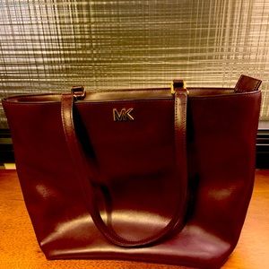 Michael Kors plum leather logo tote